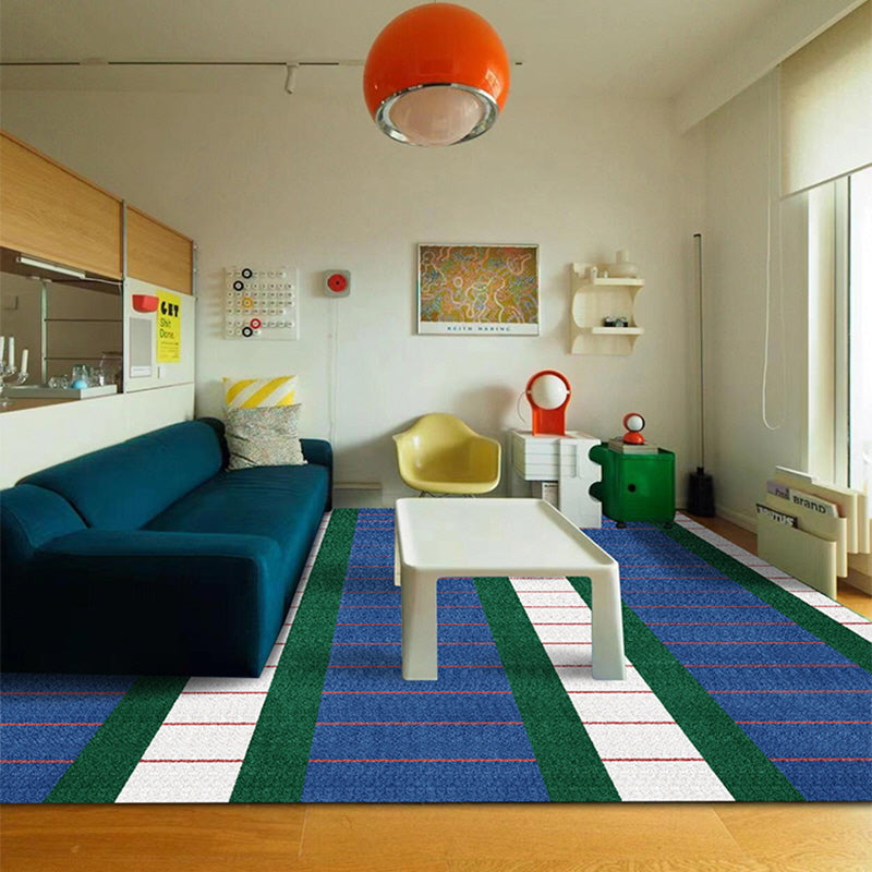 blue plaid rug