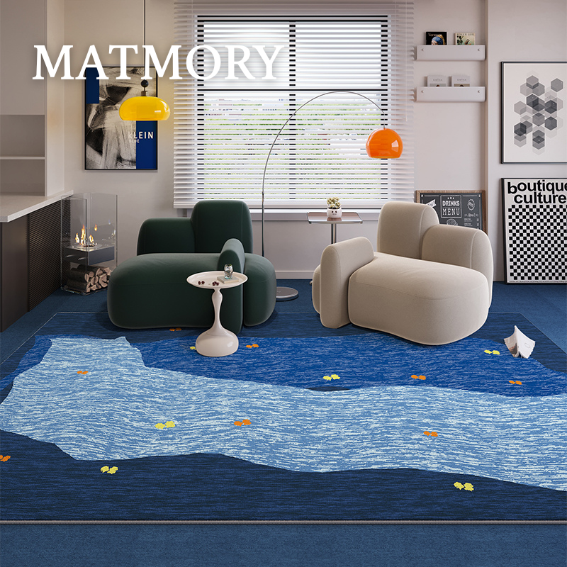 blue rugs for living room giving wave vibes