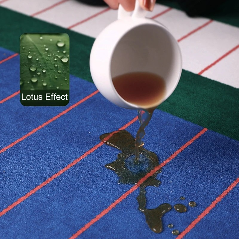 green plaid rug lotus effect