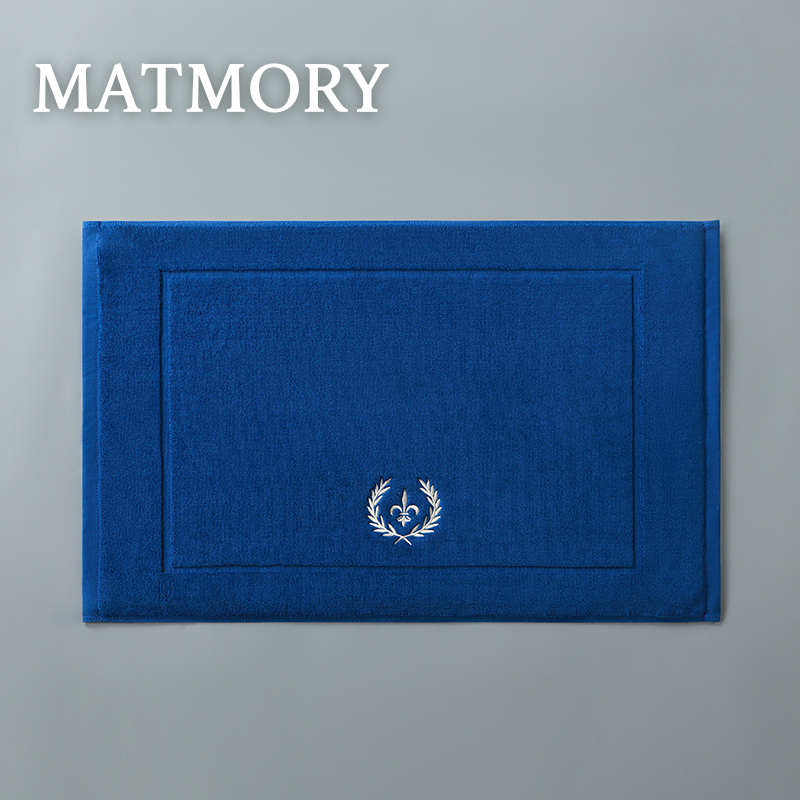blue bath mat