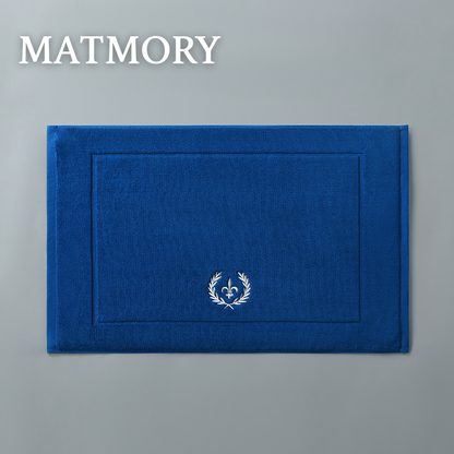 blue bath mat