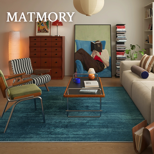teal stripe modern rug for modern living room. step into matmory
